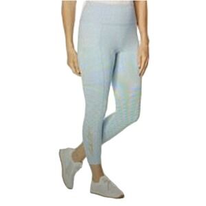 Laila Ali Leggings Women's XL Powder Blue Panel Side Pocket Gold Logo NWT